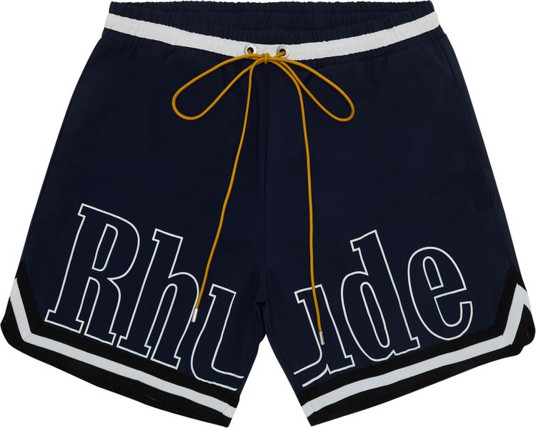 Rhude Basketball Logo Swim Short BlueBlackWhite