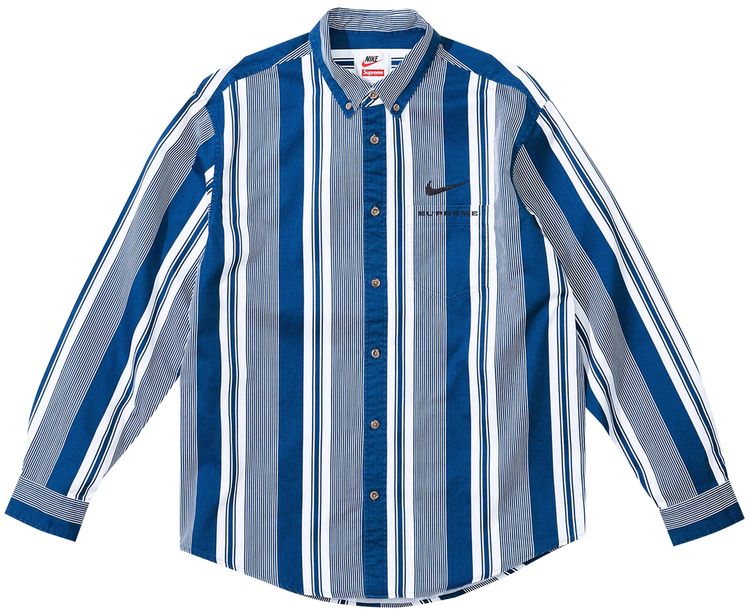 Supreme x Nike Cotton Twill Shirt Blue Stripe