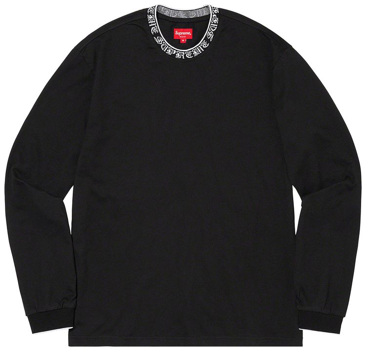 Supreme Old English Collar Logo Long Sleeve Top Black