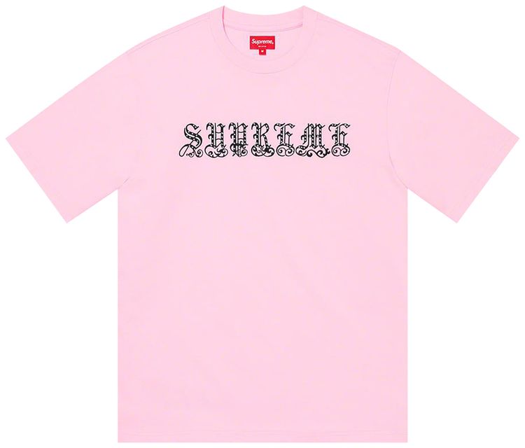 Supreme Old English Rhinestone Short Sleeve Top Light Pink