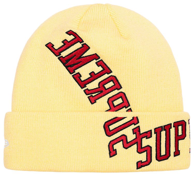 Supreme x New Era Multi Arc Beanie Pale Yellow