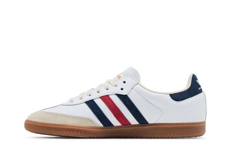 adidas gazelle silver green womens Adidas x Sporty & Rich Women's Samba OG Cloud White / Night Indigo /  Collegiate Red Low Top Sneakers