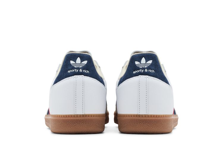 adidas gazelle silver green womens Adidas x Sporty & Rich Women's Samba OG Cloud White / Night Indigo /  Collegiate Red Low Top Sneakers
