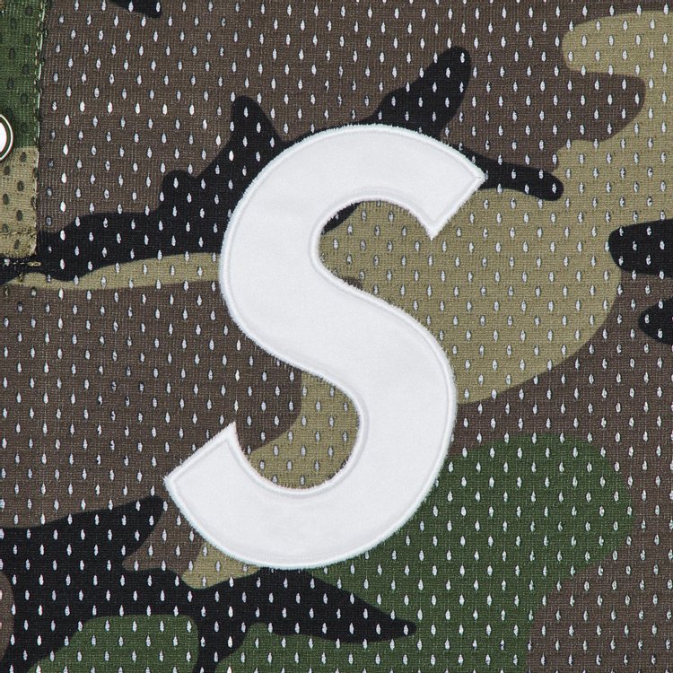 Supreme S Logo Baseball Henley Woodland Camo