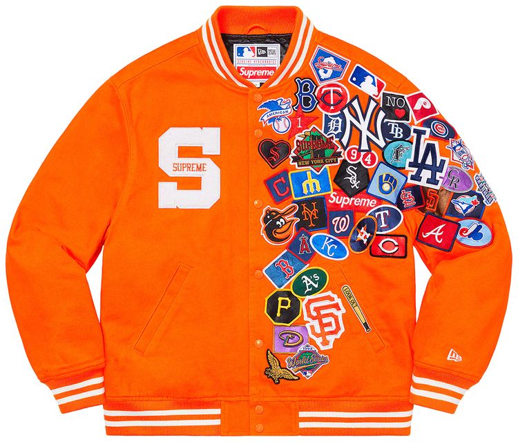 Supreme x New Era x MLB Varsity Jacket Orange