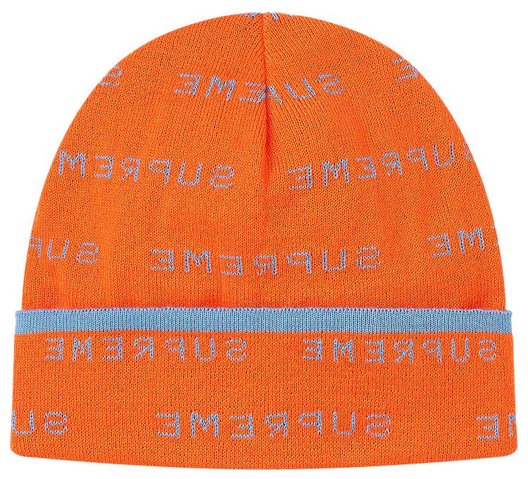 Supreme Logo Repeat Beanie Orange