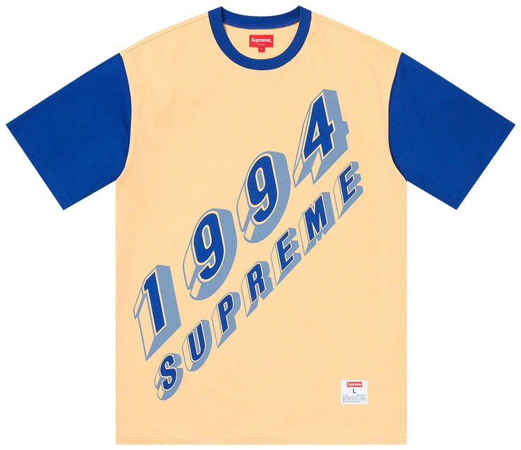 Supreme Bevel Text Ringer Tee Light Yellow