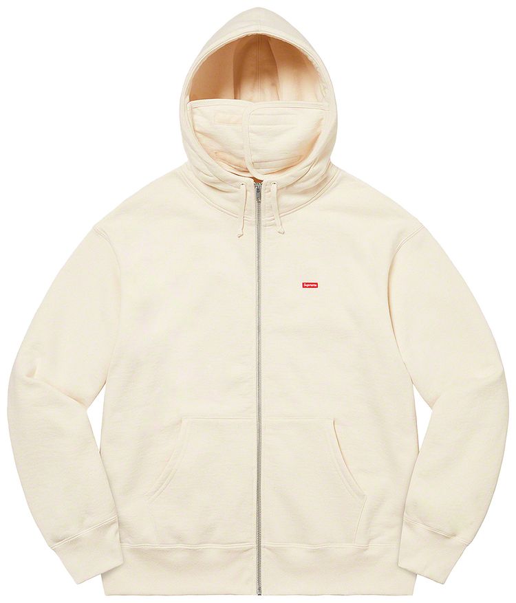 Supreme Small Box Facemask Zip Up Hooded Sweatshirt Natural