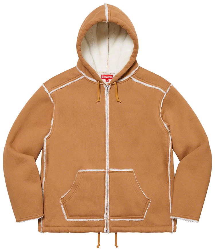 Supreme Faux Shearling Hooded Jacket Tan