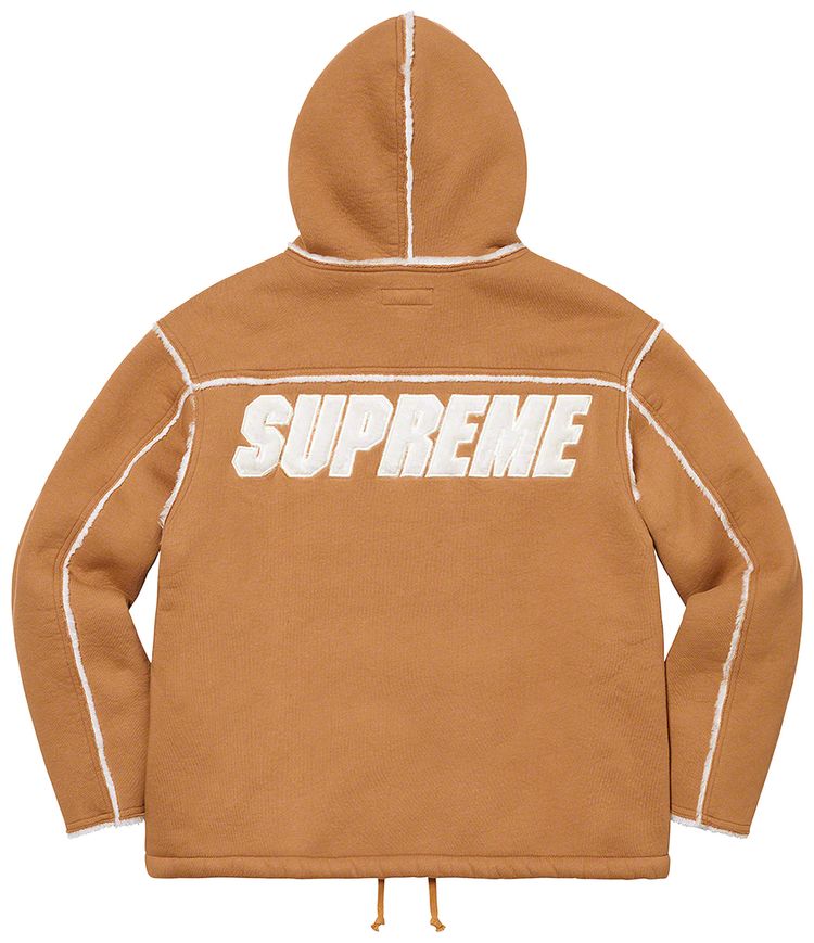 Supreme Faux Shearling Hooded Jacket Tan