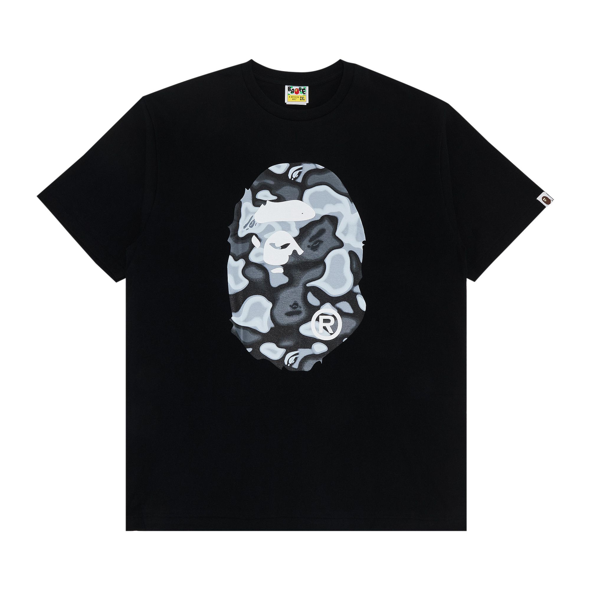 【ラッピング無料】 Tee Head Ape Big Camo Liquid BAPE Buy 'Black' 029 110 1K30 - トップス