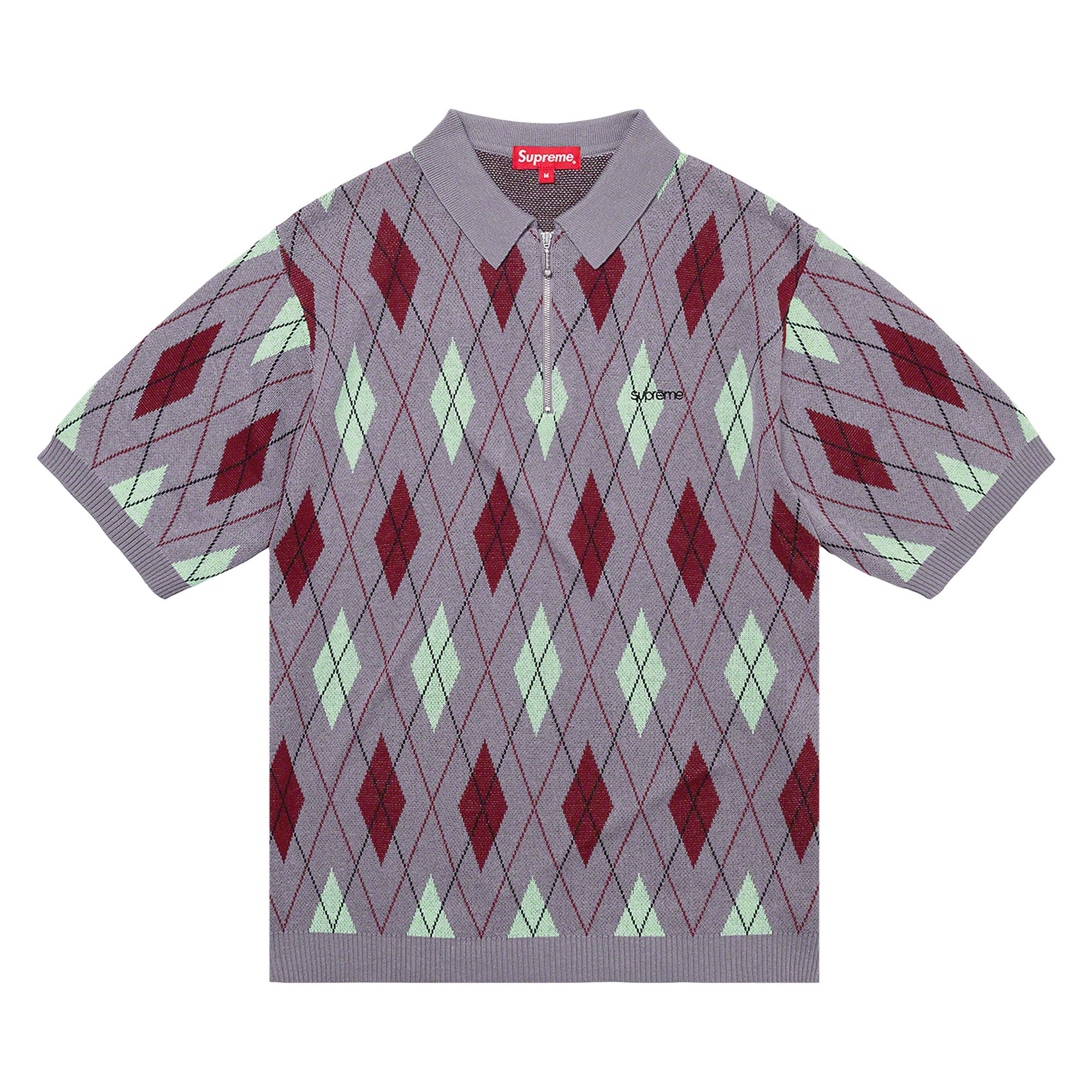 Buy Supreme Argyle Zip Polo 'Grey' - FW21KN49 GREY | GOAT