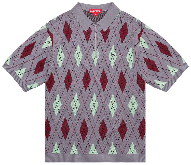 Supreme Argyle Zip Polo Grey