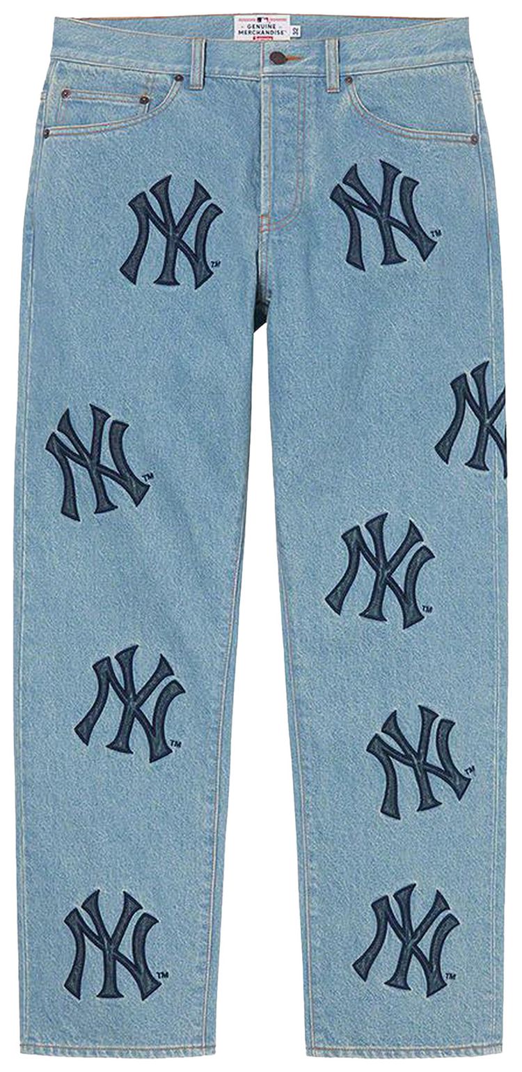 Supreme x New York Yankees Regular Jean Washed Blue