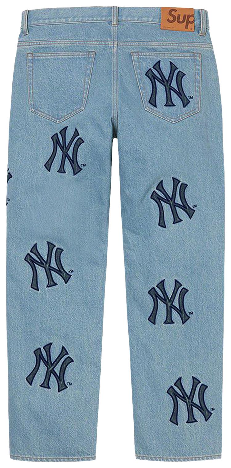 Supreme x New York Yankees Regular Jean Washed Blue