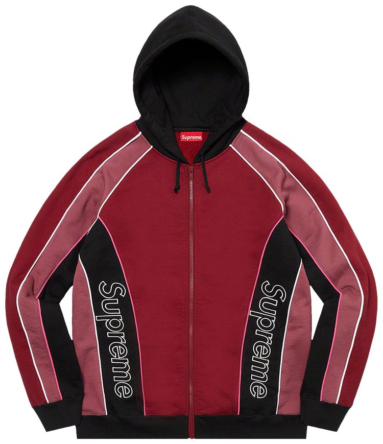 Supreme Track Paneled Zip Up Hooded Sweatshirt Cardinal