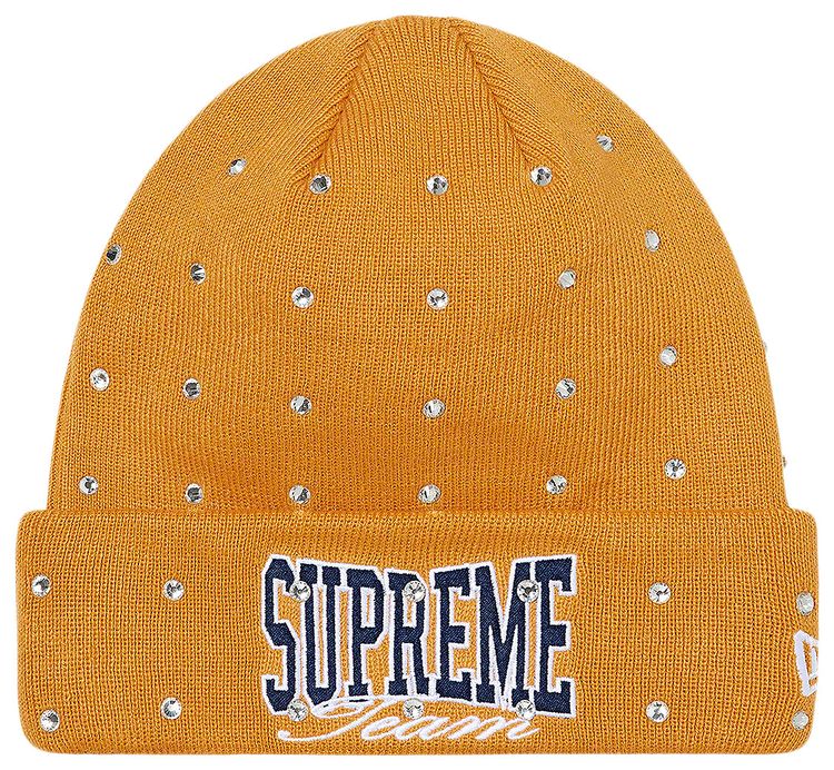 Supreme x New Era Rhinestone Beanie Light Mustard