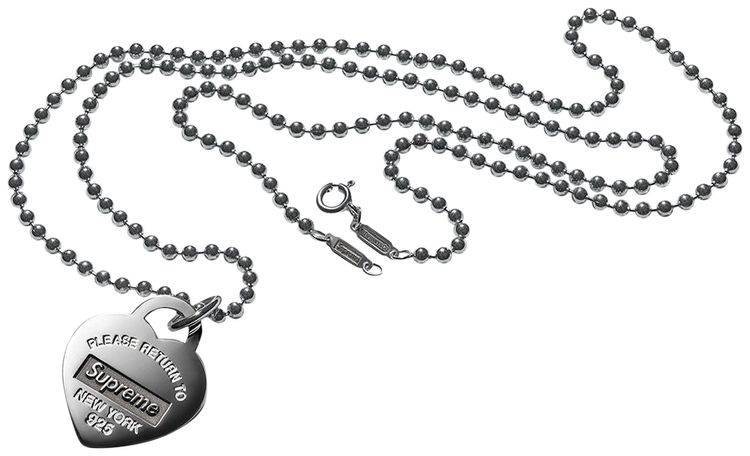 Supreme x Tiffany  Co Return To Tiffany Heart Tag Pendant Silver