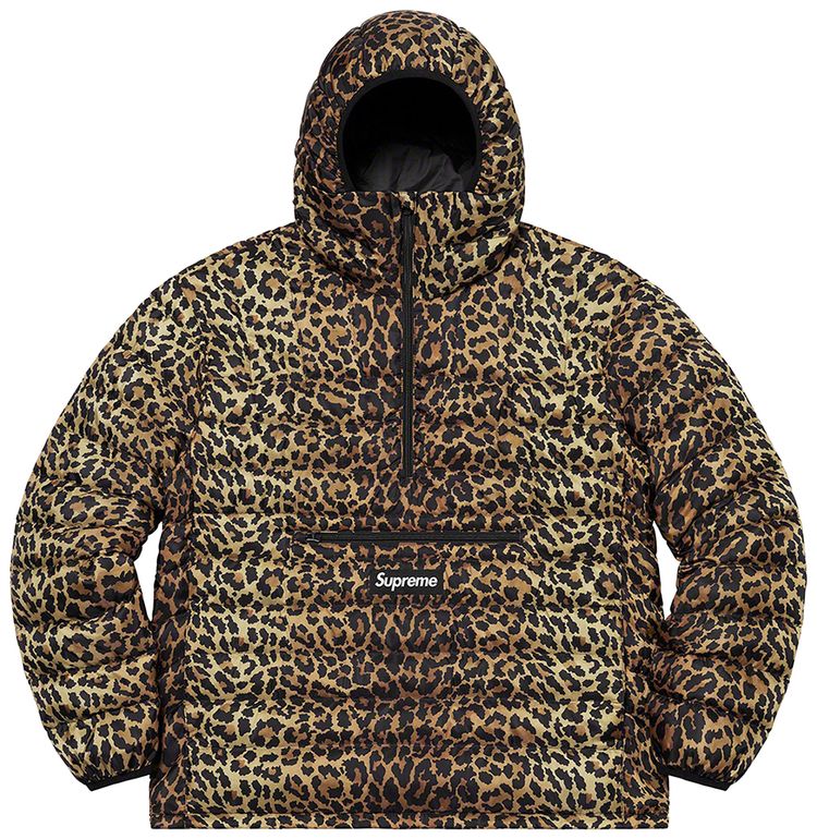Supreme Micro Down Half Zip Hooded Pullover Leopard