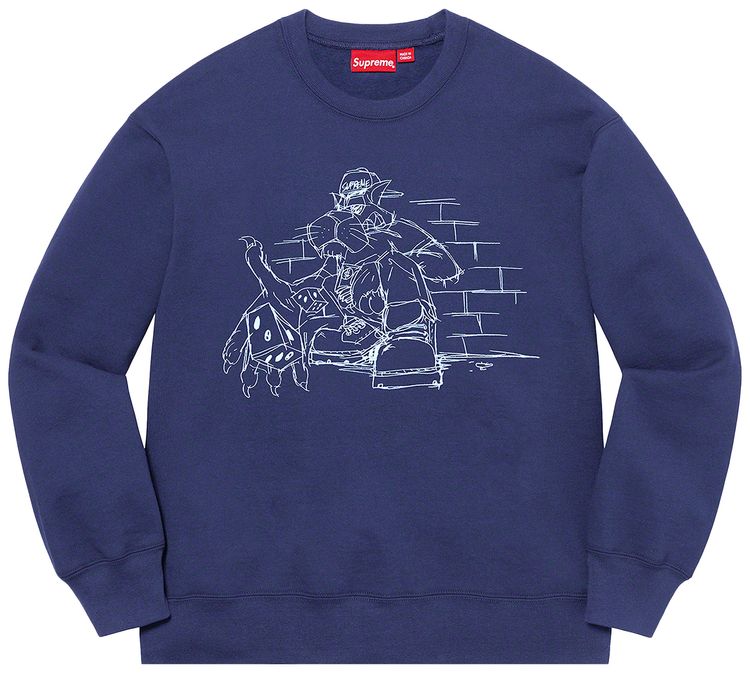 Supreme Dice Crewneck Washed Navy