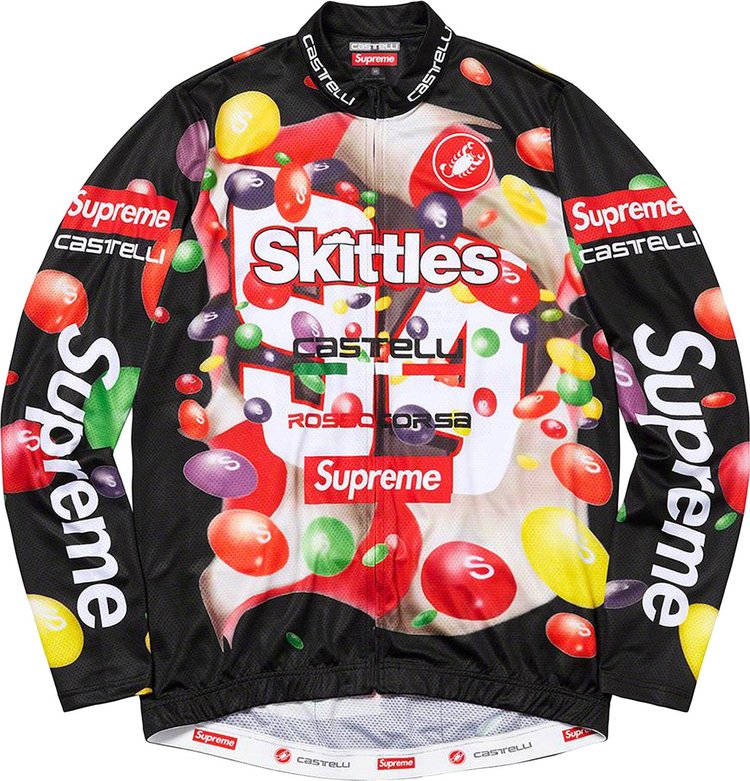 Supreme x Skittles x Castelli Long Sleeve Cycling Jersey Black