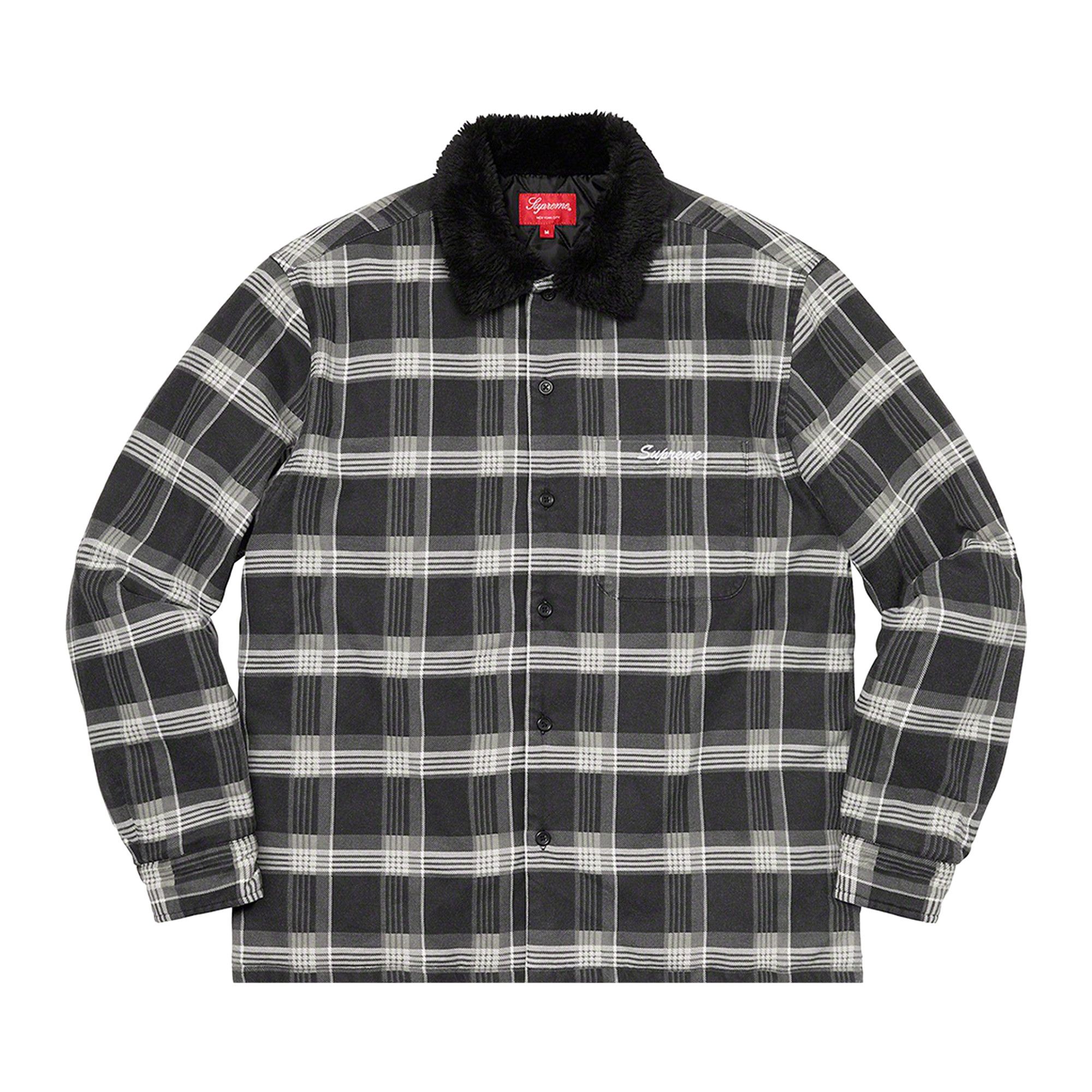 Buy Supreme Faux Fur Collar Flannel Shirt 'Black' - FW21S12 BLACK