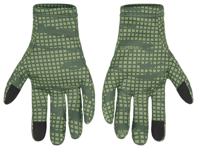 Supreme WINDSTOPPER Gloves Olive Grid Camo