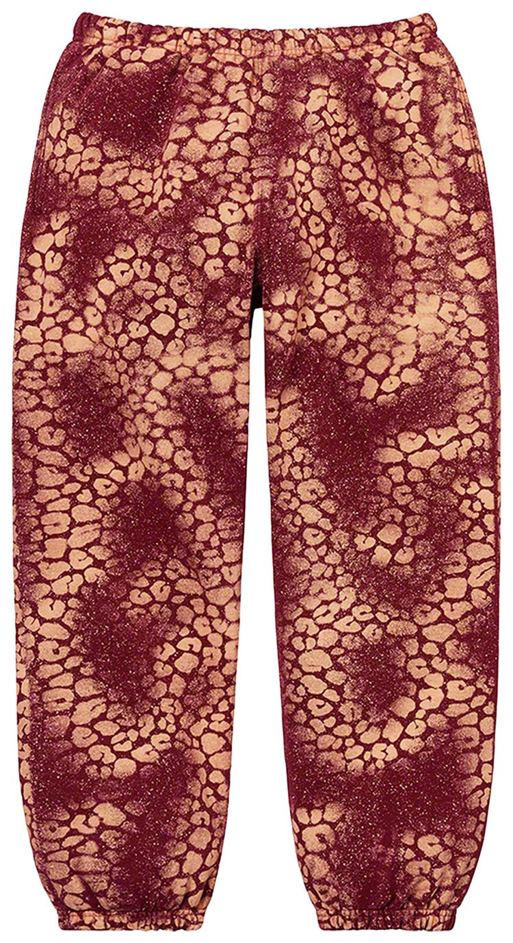 Supreme Bleached Leopard Sweatpant Cardinal