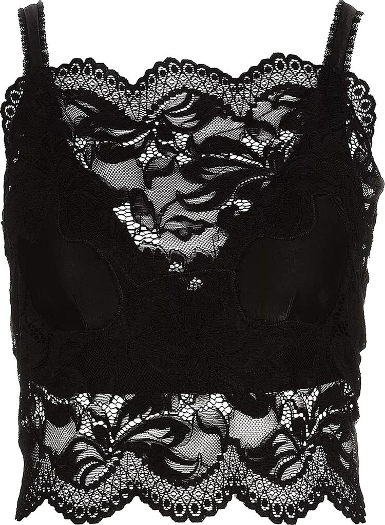 Paco Rabanne Lace Detail Cropped Top Black