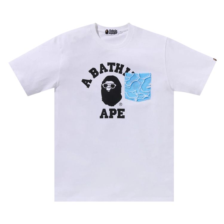 BAPE ABC Sea Surface Camo Pocket College Tee White