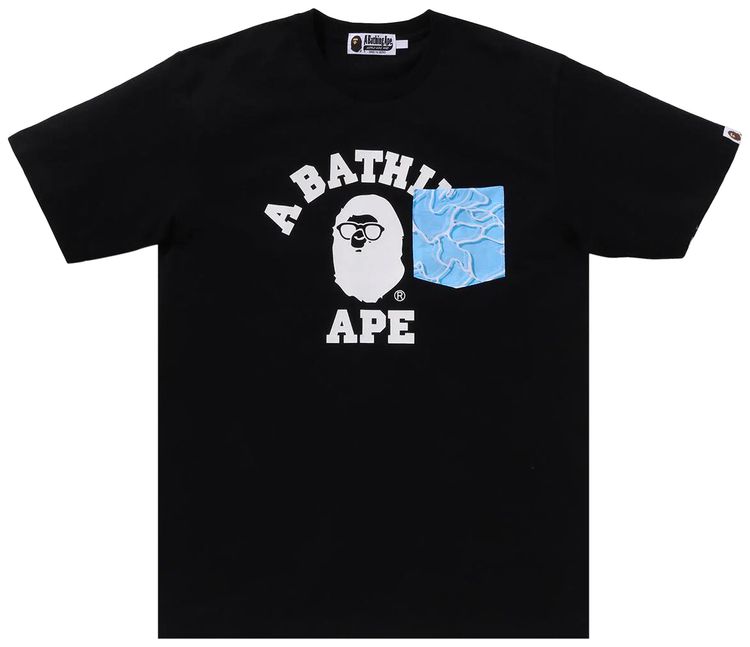 BAPE ABC Sea Surface Camo Pocket College Tee Black