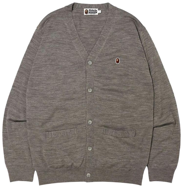 BAPE Ape Head One Point Knit Cardigan Grey