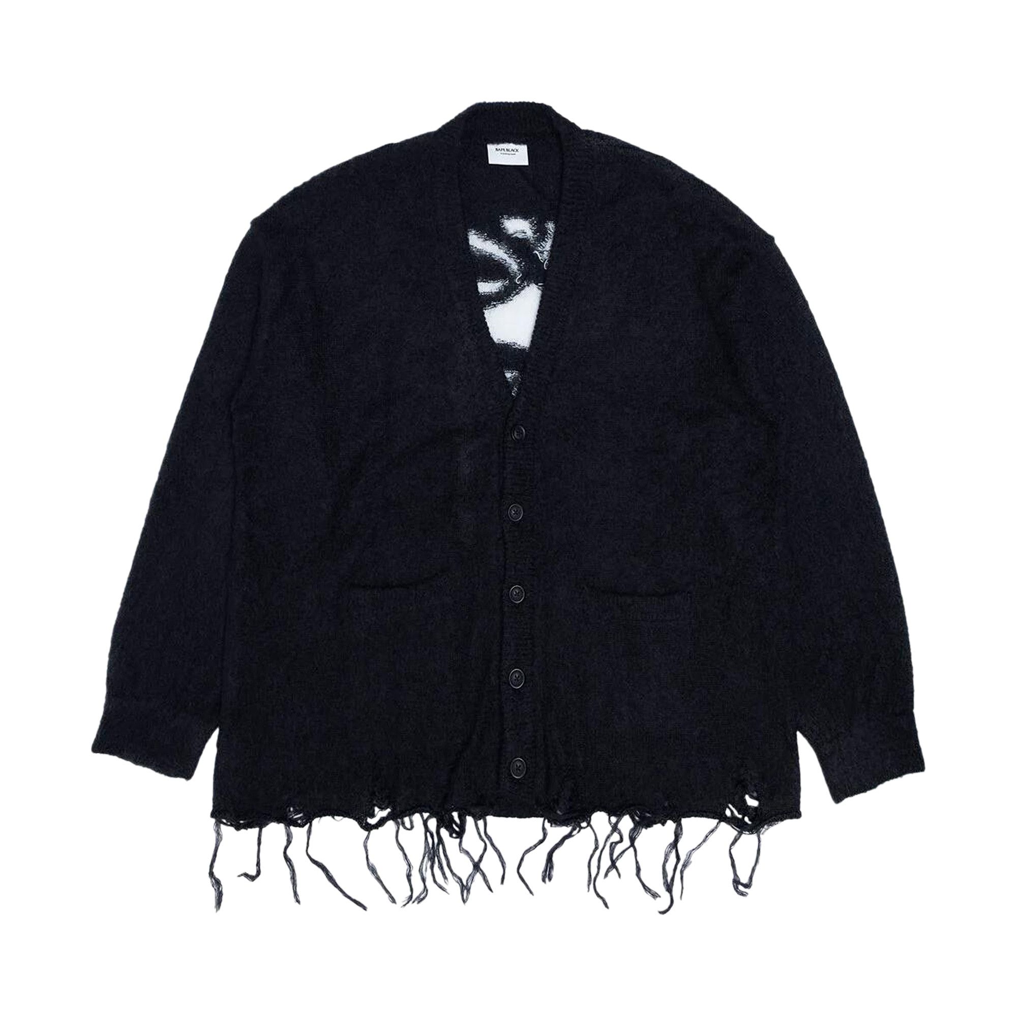 Buy BAPE Logo Distressed Cardigan 'Black' - 1I70 120 003 Buy BAPE Logo Distressed Cardigan 'Black' - 1I70 120 003