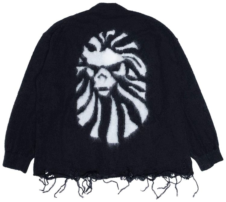 BAPE Logo Distressed Cardigan Black