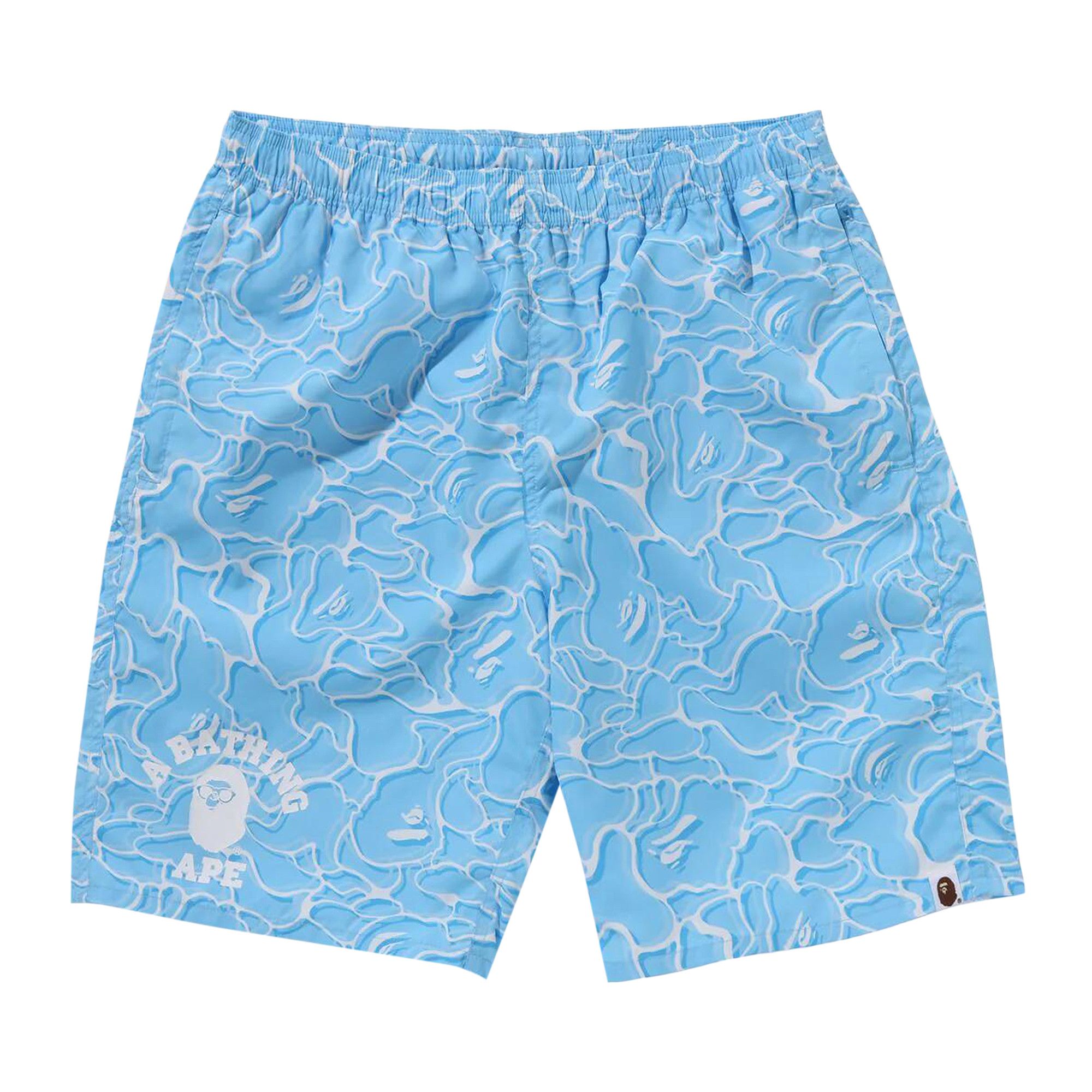 Size l BAPE ABC Sea Surface Camo Beach Shorts Blue