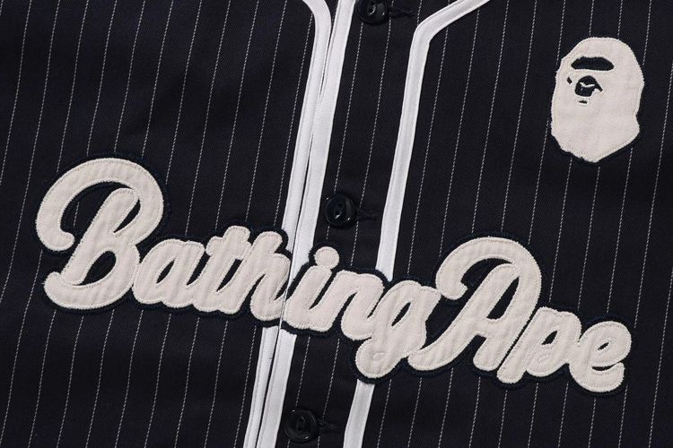 BAPE A Bathing Ape Baseball Shirt Navy
