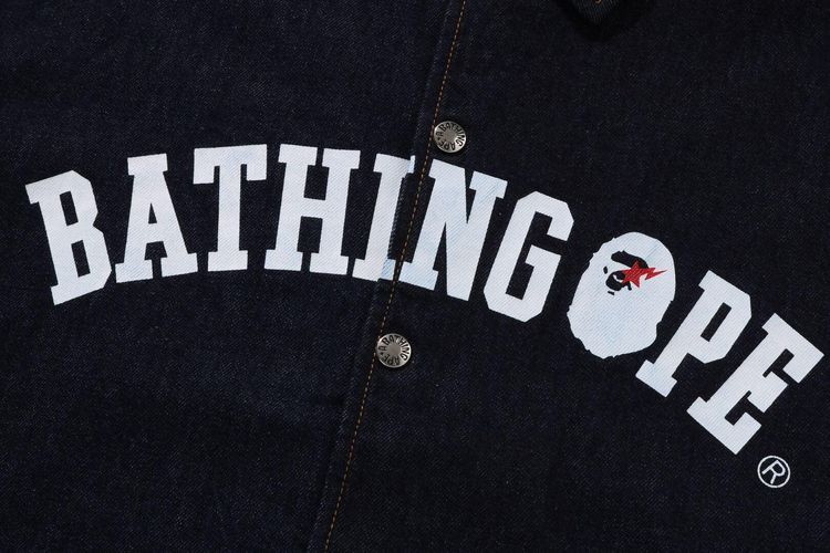 BAPE Bathing Ape Relaxed Fit Denim Coach Jacket Indigo