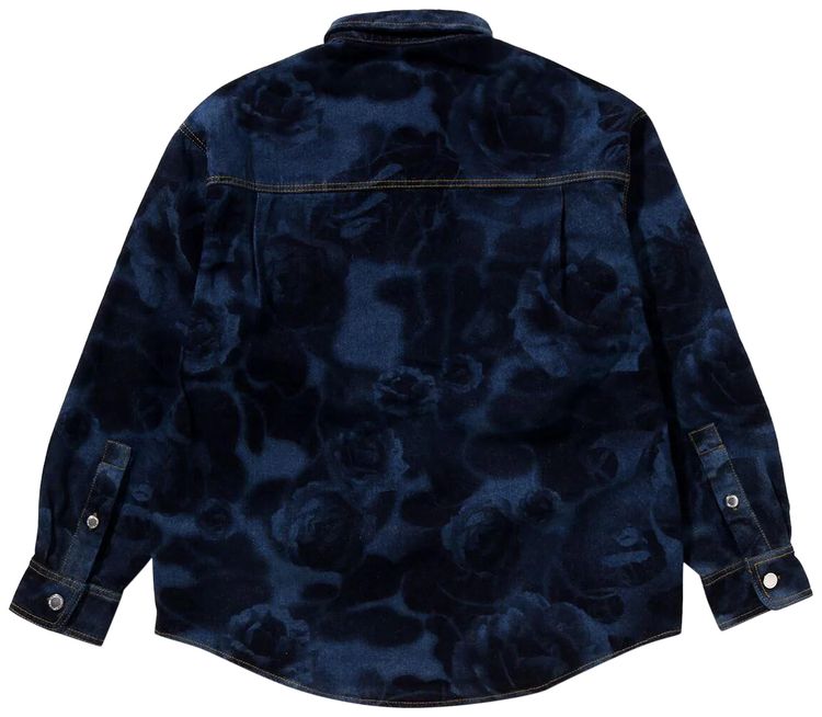 BAPE Floral Camo Jacquard 13Oz Denim Long Sleeve Shirt Navy