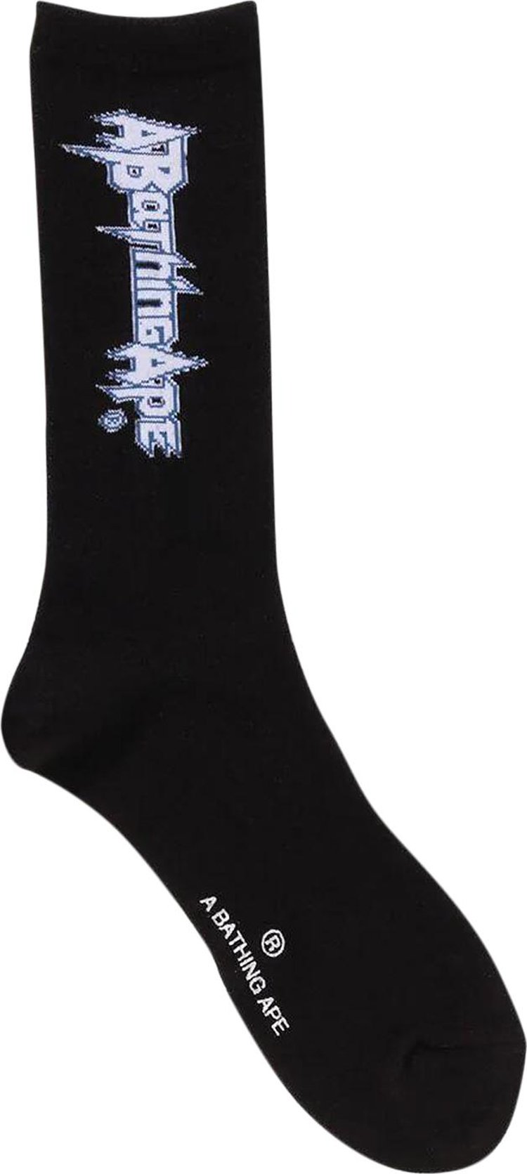 BAPE Multi Logo Long Socks Black