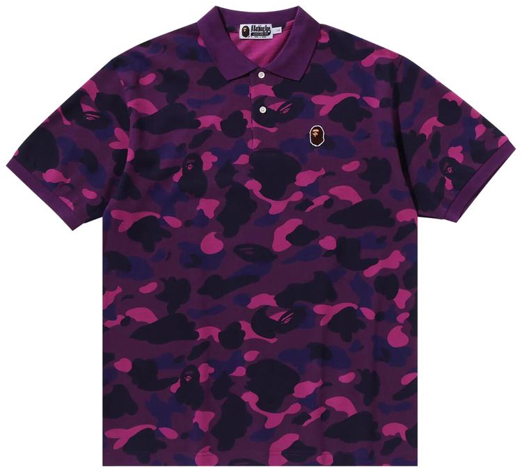 BAPE Color Camo Large Ape Head Relaxed Fit Polo Shirt Purple