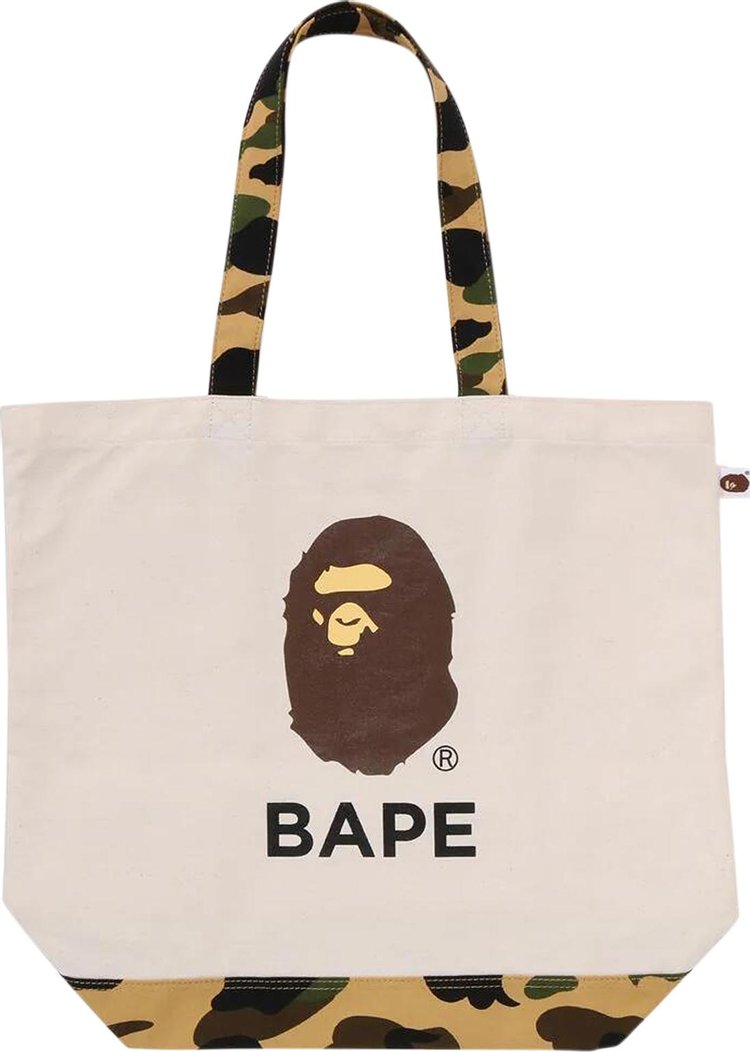 BAPE 1st Camo Ape Head Tote Bag Ivory