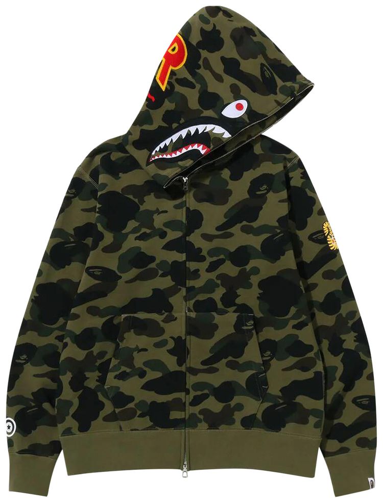 BAPE 1st Camo 2nd Shark Full Zip Hoodie Green