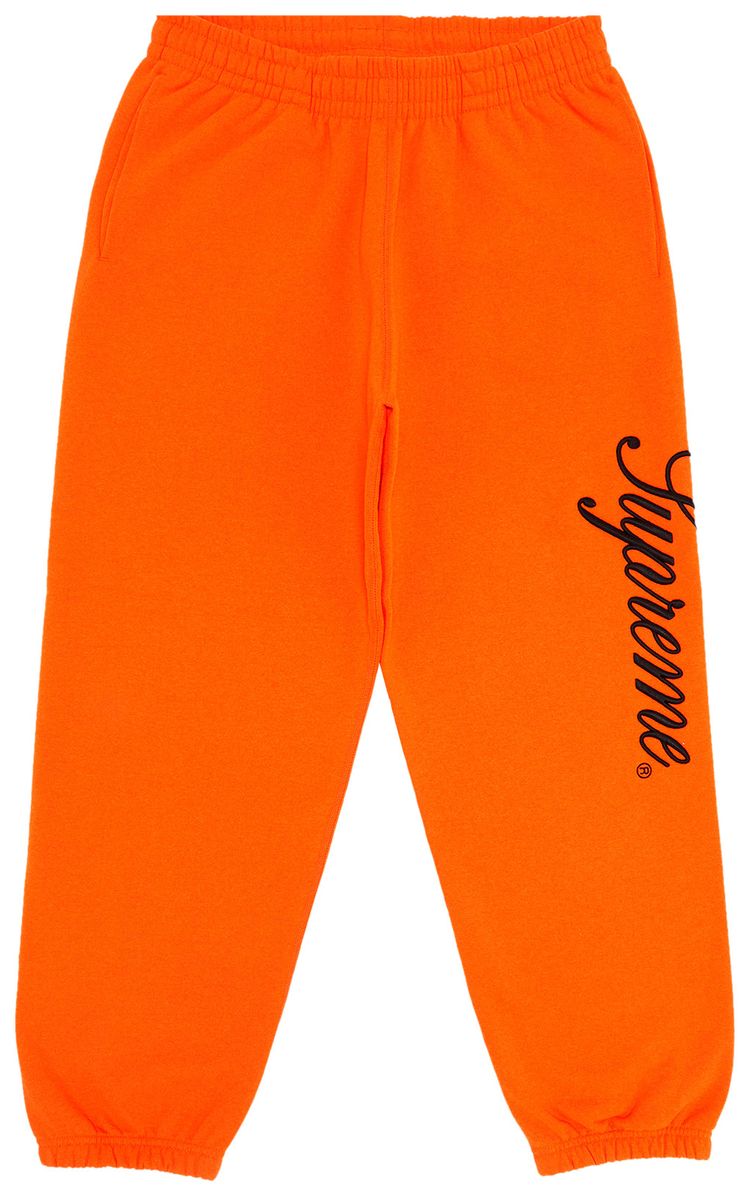 Supreme Embroidered Script Sweatpant Bright Orange