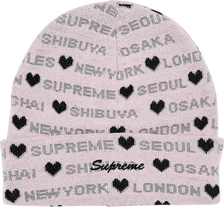 Supreme Hearts Beanie Light Pink