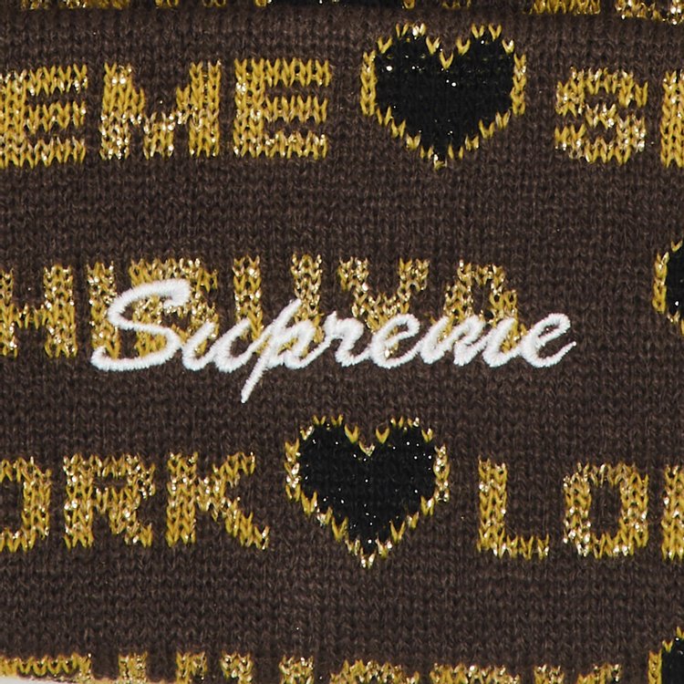 Supreme Hearts Beanie Brown