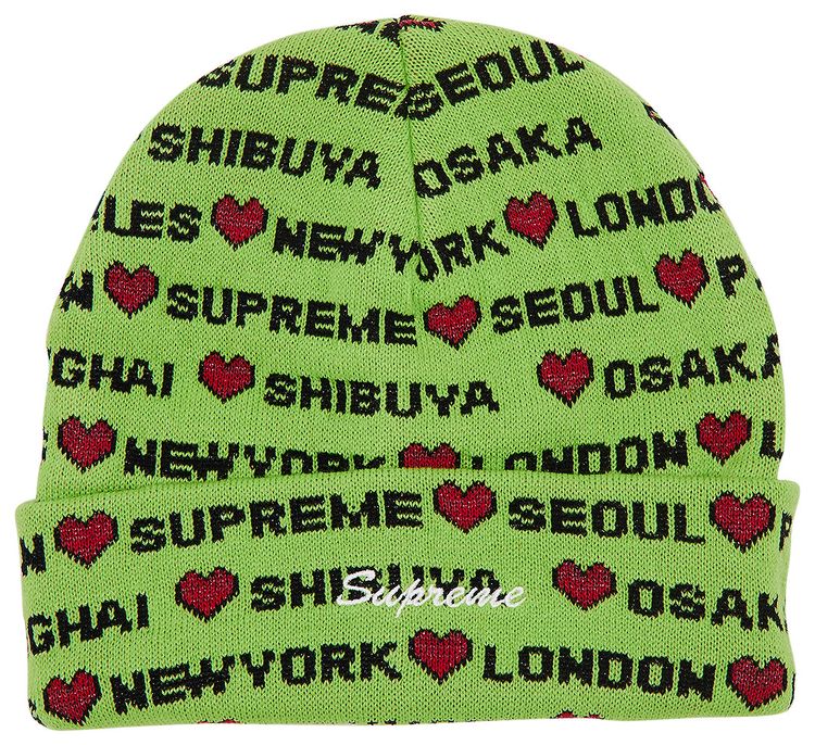 Supreme Hearts Beanie Lime