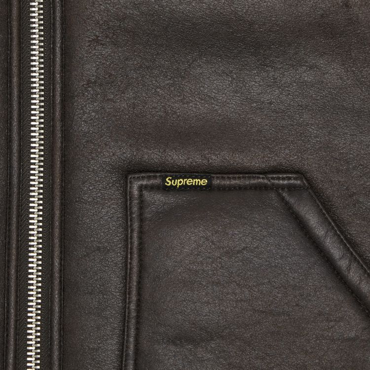 Supreme Reversible Faux Shearling Work Vest Brown