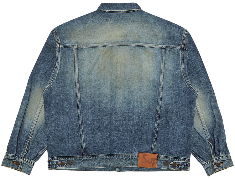 Supreme Distressed Selvedge Trucker Jacket Washed Indigo
