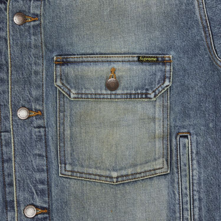 Supreme Distressed Selvedge Trucker Jacket Washed Indigo