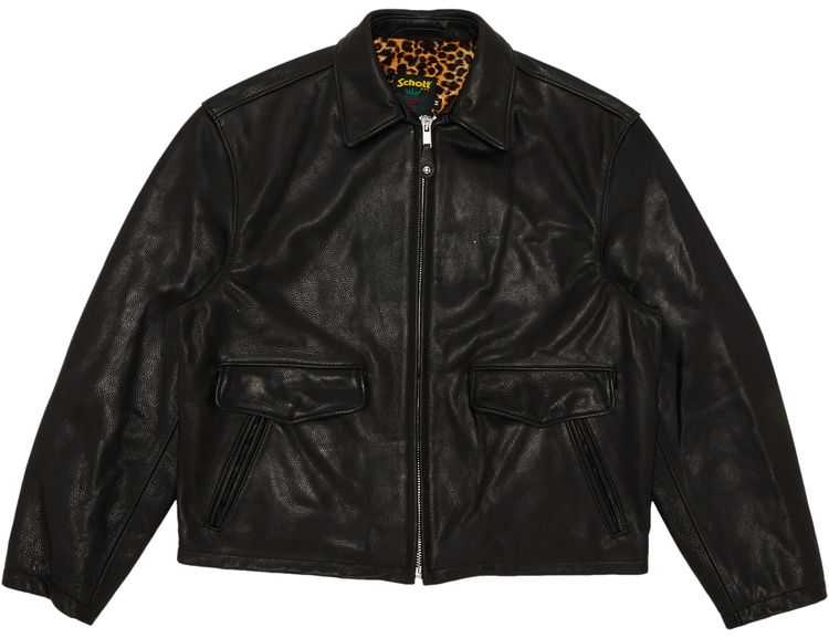 Supreme Schott Leather Clip 貸せる Jacket L シルバ